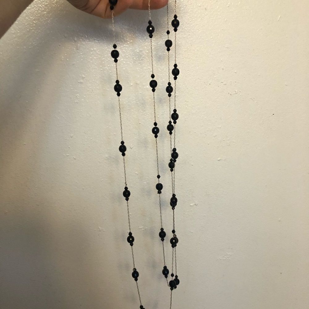 Long black romantic, goth beaded infinity layered necklace - Picture 2 of 5